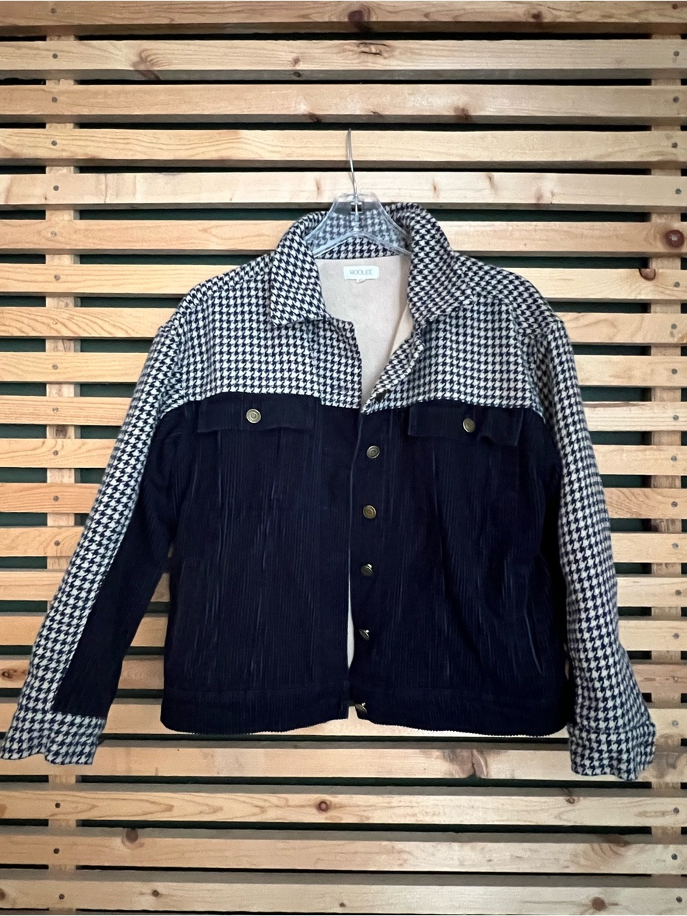 ROOLEE Women’s Navy Blue & Cream Houndstooth Jacket
